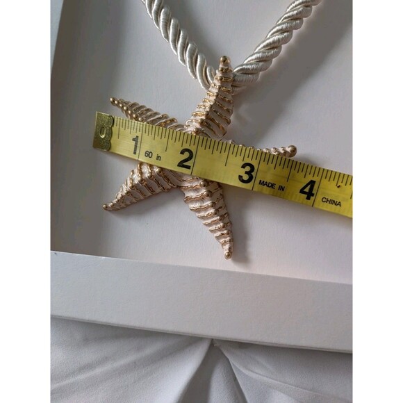 ZARA Women's Gold Textured Starfish Ivory Cord 20" Statement Necklace Coastal - Picture 11 of 12